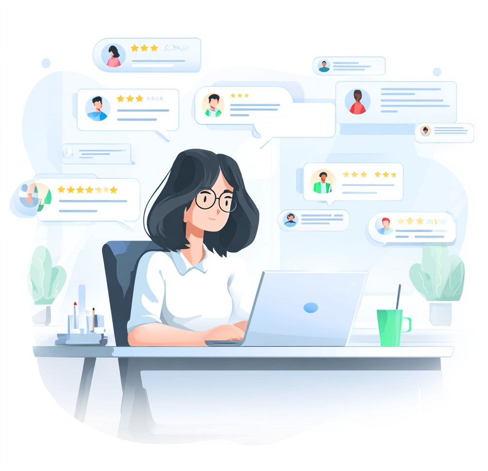 worker getting reviews